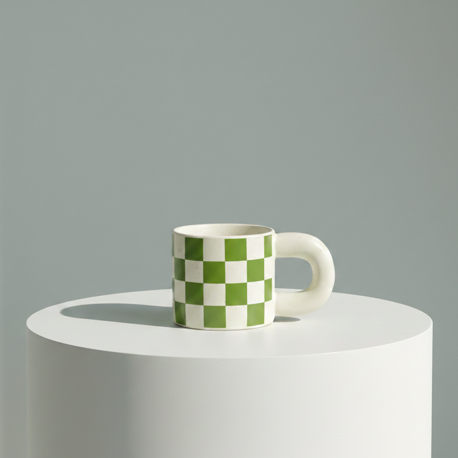 checkered Green Mug