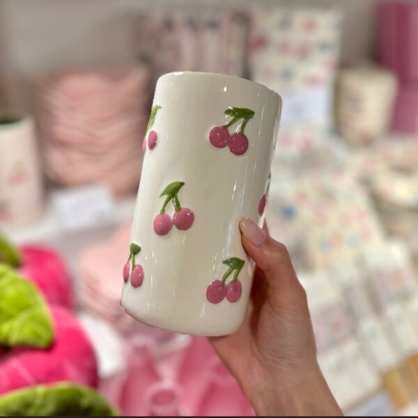 PetalOval – White Cherry Ceramic Mug / Vase