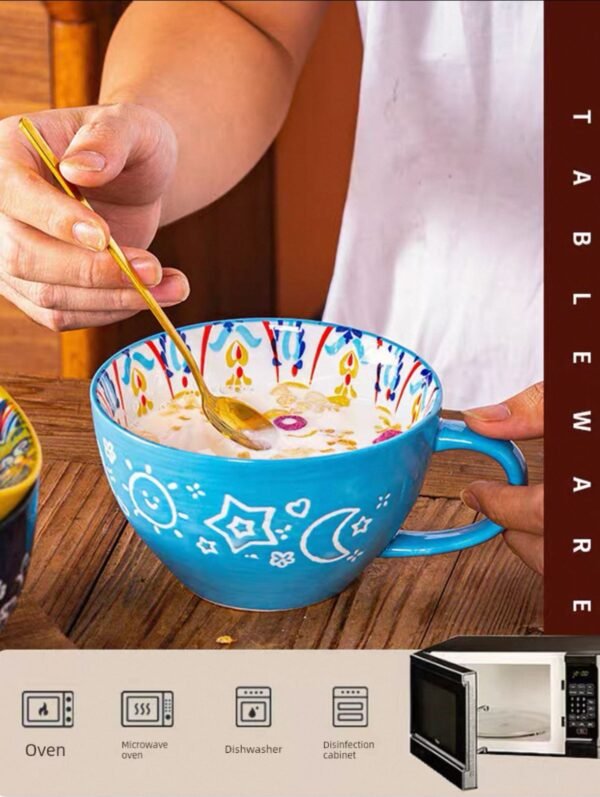 ZigMug – Bold & Patterned Ceramic Mug Large ceramic mug with solid color exterior, intricate floral and geometric patterned interior, dishwasher & microwave safe