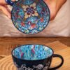 ZigMug – Bold & Patterned Ceramic Mug Large ceramic mug with solid color exterior, intricate floral and geometric patterned interior, dishwasher & microwave safe